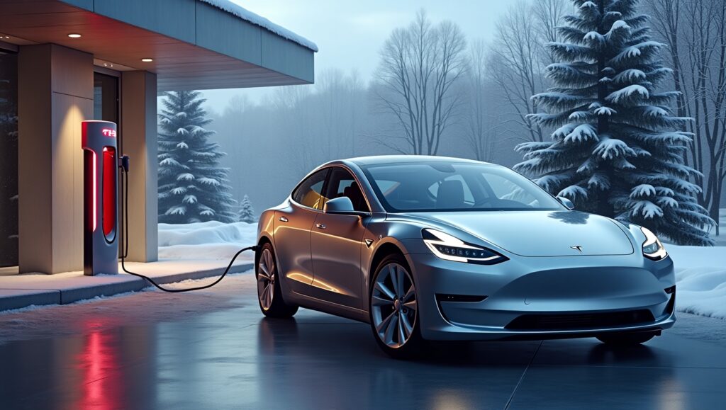 Safe Tesla charging station preventing charger fail in winter