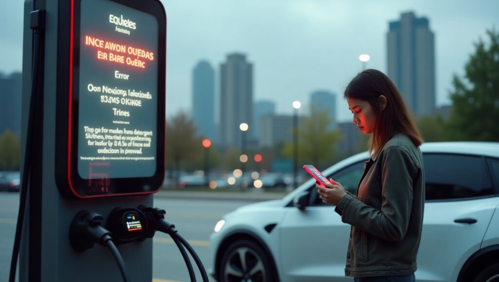 Public EV charger network outage impacting charger payments during peak demand
