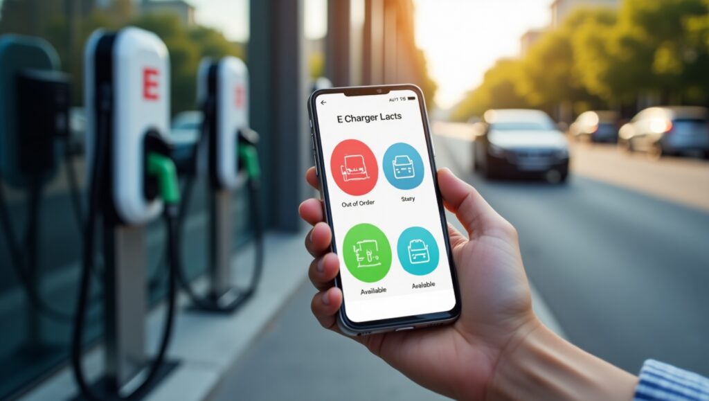 EV charger status shown on mobile app with real-time updates