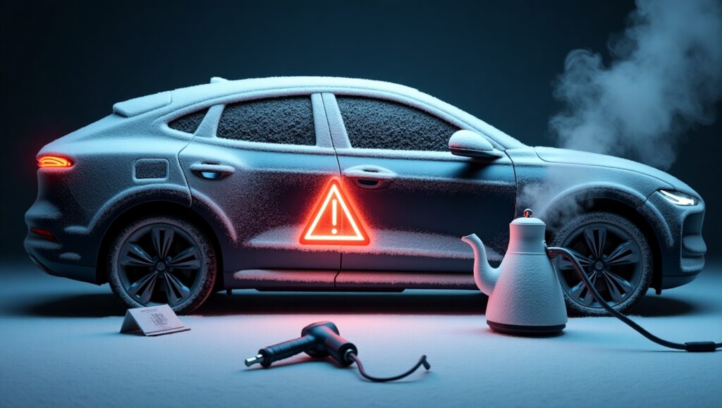 Unsafe snow removal methods that can damage EV charging ports in winter