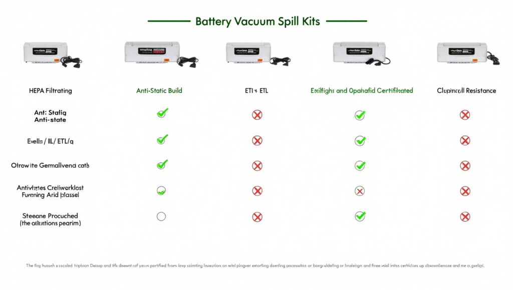 Buying checklist for battery vacuum spill kit with key lithium safety features