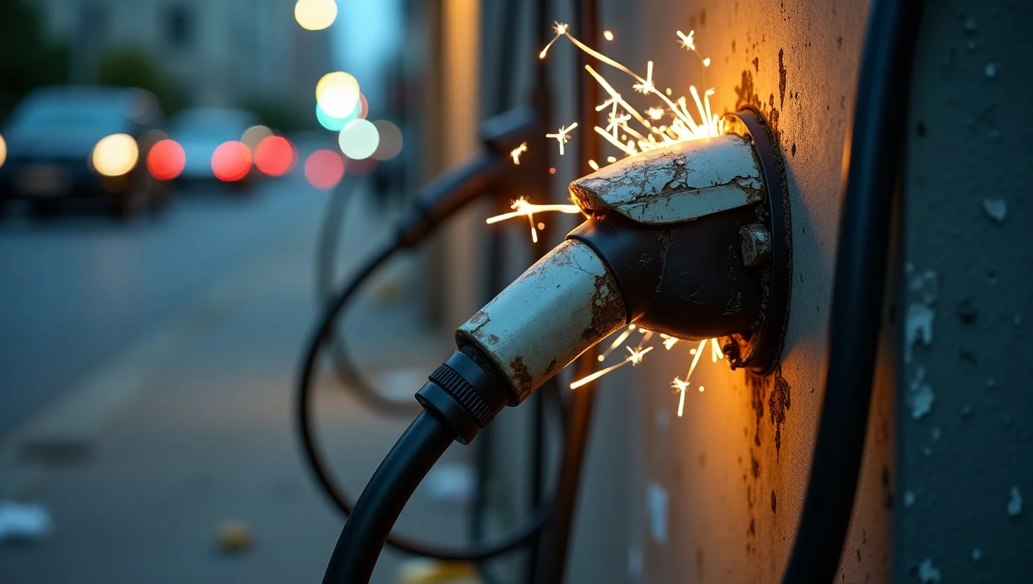 Damaged EV charger cable showing potential ev charging risks

