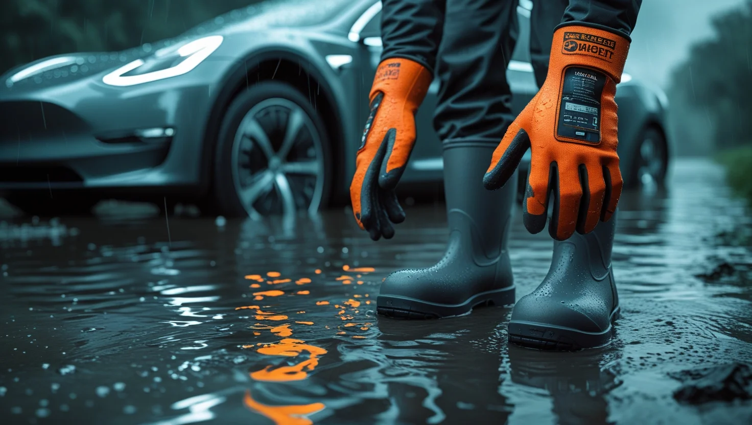 Insulated gloves and waterproof boots for EV submersion safety
