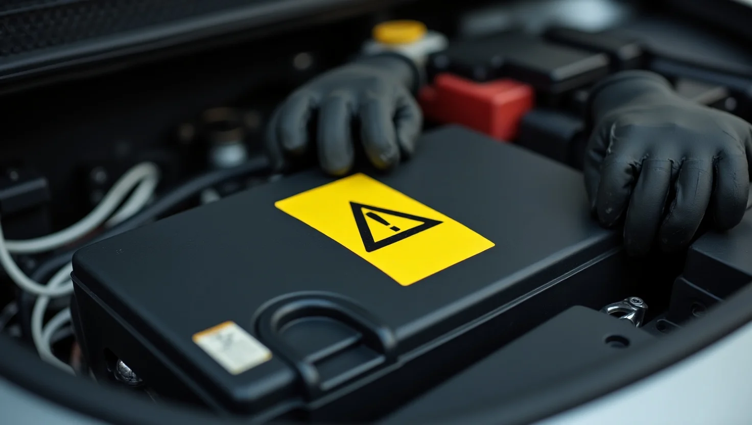 High voltage warning before you jumpstart an electric vehicle