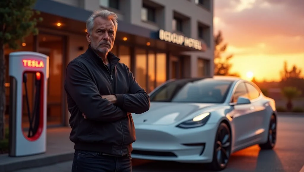 Tesla driver facing charger fail issue at destination charger outside hotel in 2025