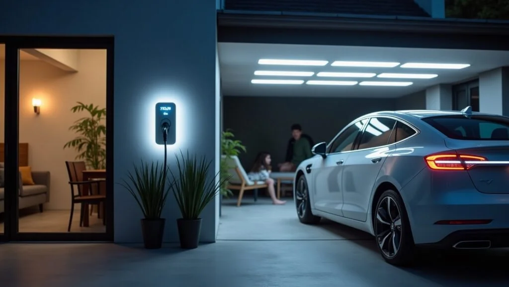 Safe home EV charger setup for 2025 in a modern garage